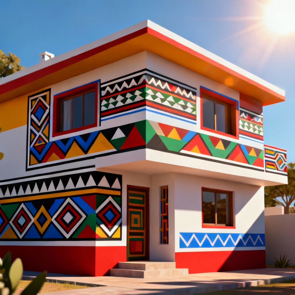 AI Ndebele geometric house pattern