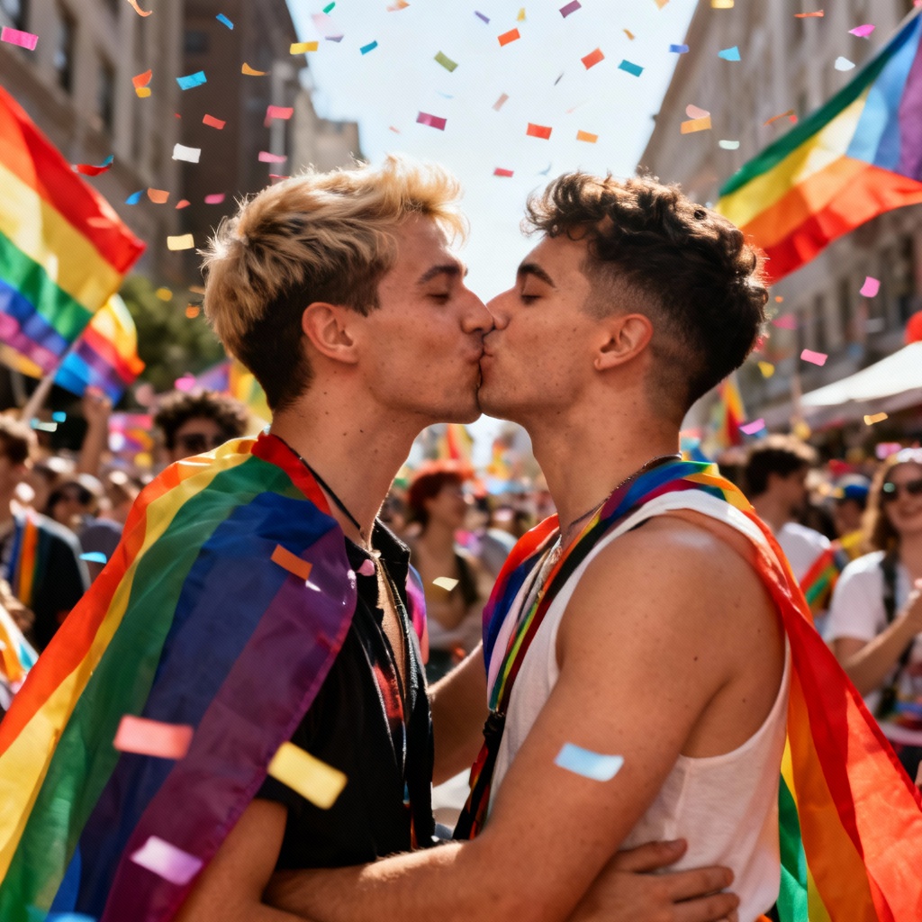 AI pride parade kiss scene