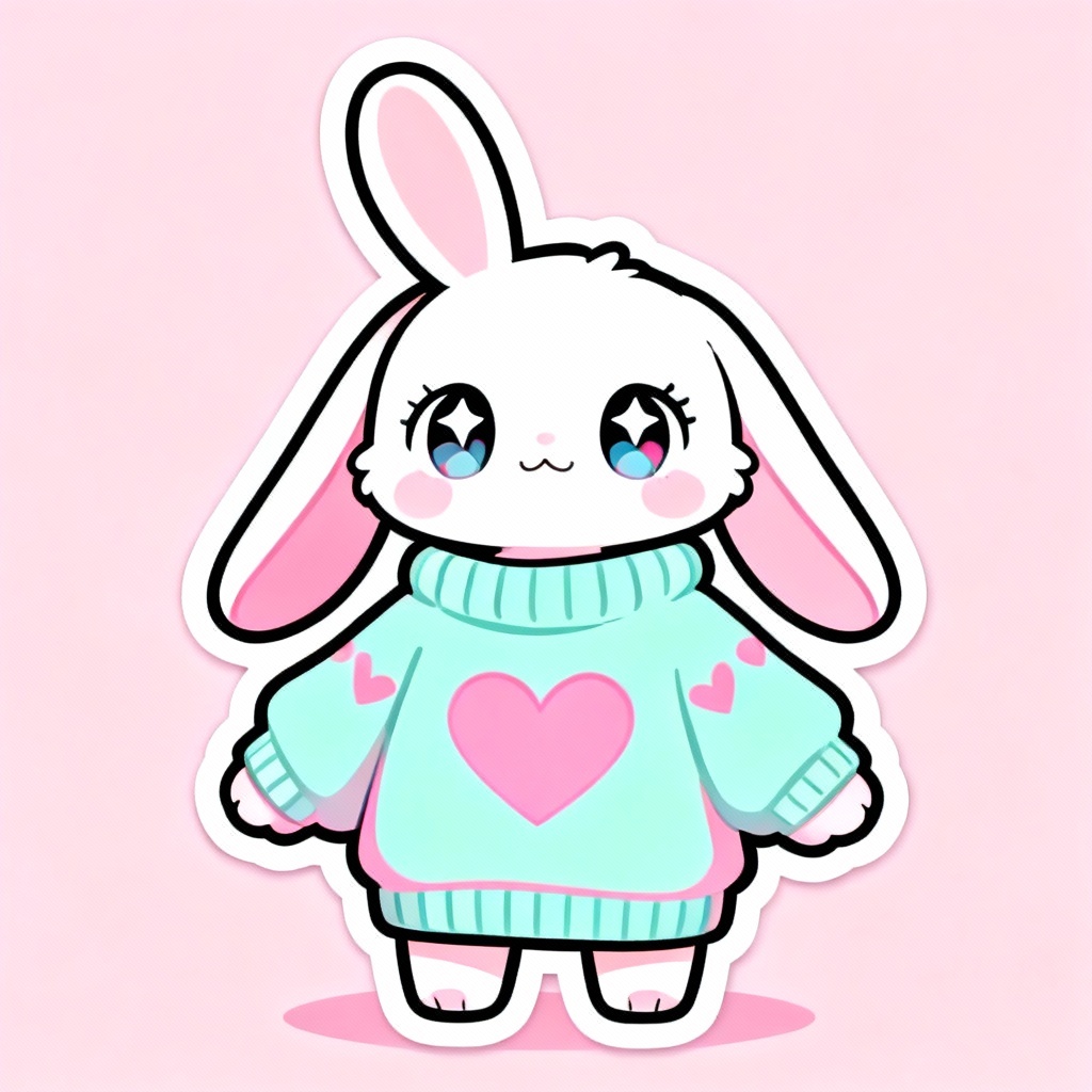 AI pastel chibi bunny fursona with cute sweater
