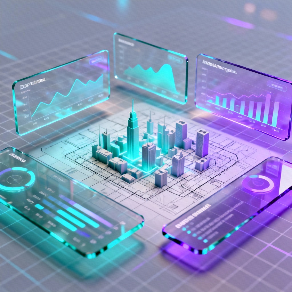 AI futuristic HUD dashboard with holograms