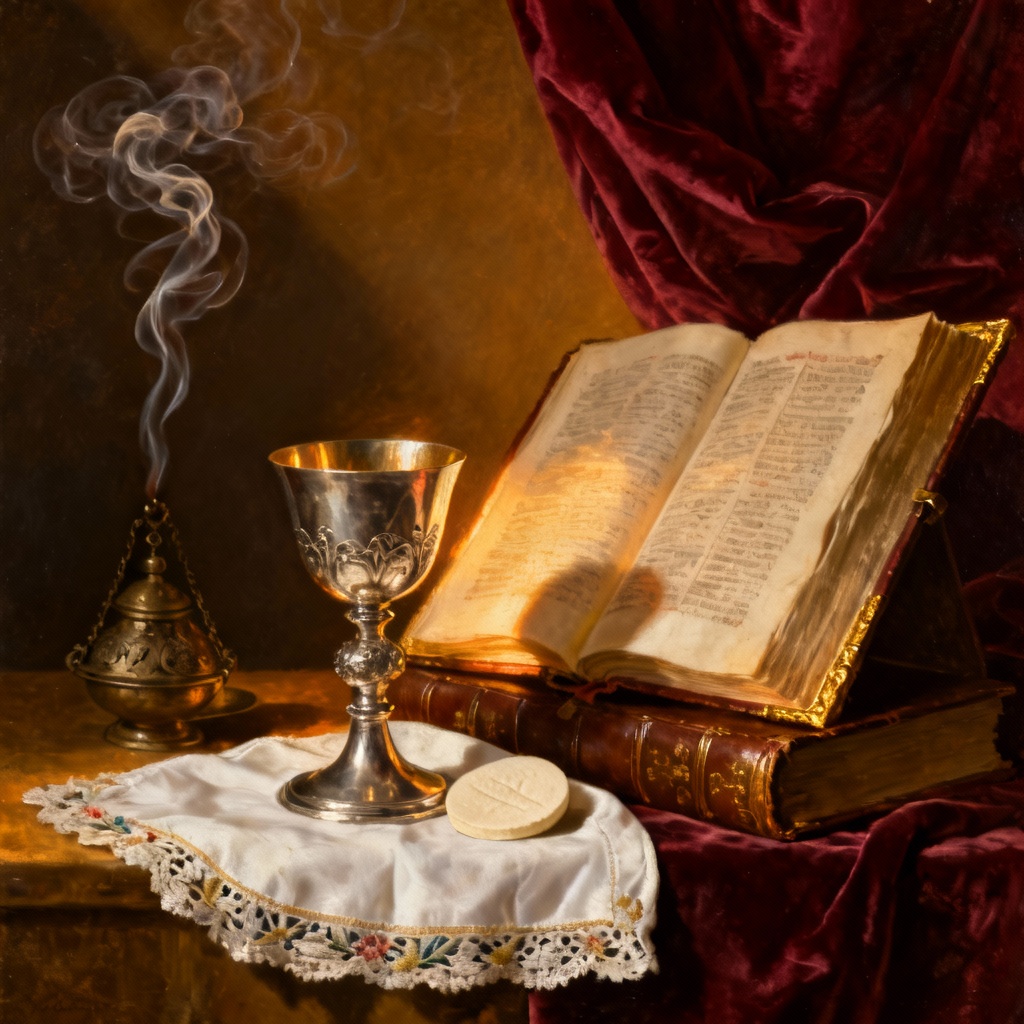 AI Catholic Eucharist chalice and host
