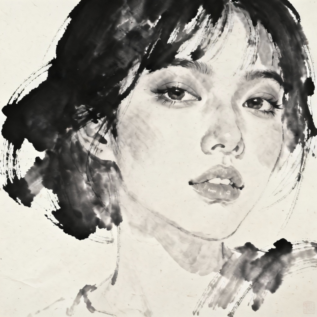 AI ink wash portrait painting from photo