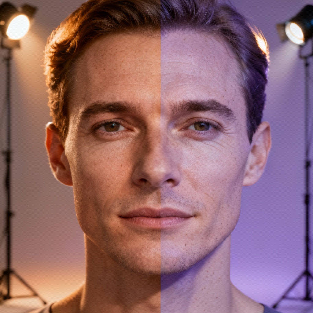 AI face blending of two portraits into one seamless image