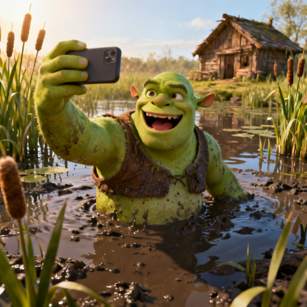 AI Swamp Selfie Ogre made with ai-shrek-generator