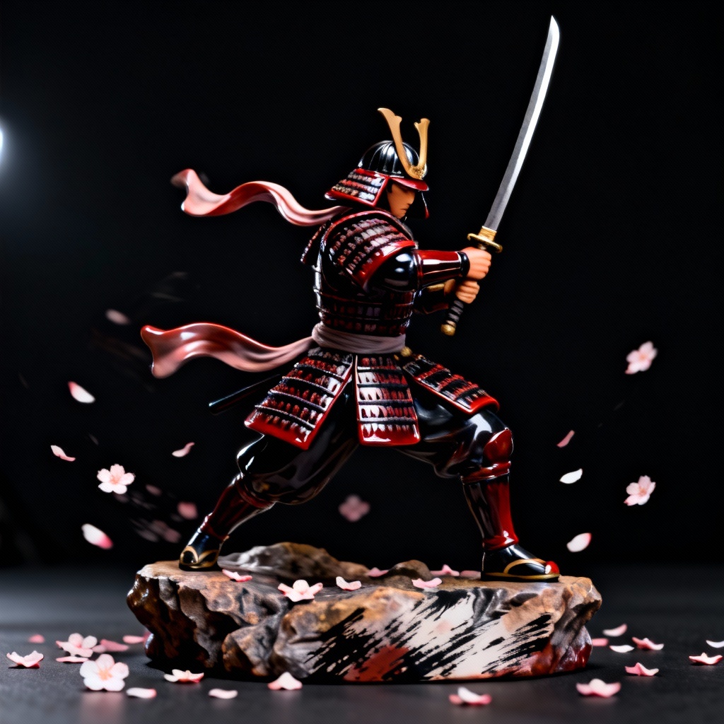 AI stylized samurai action figure