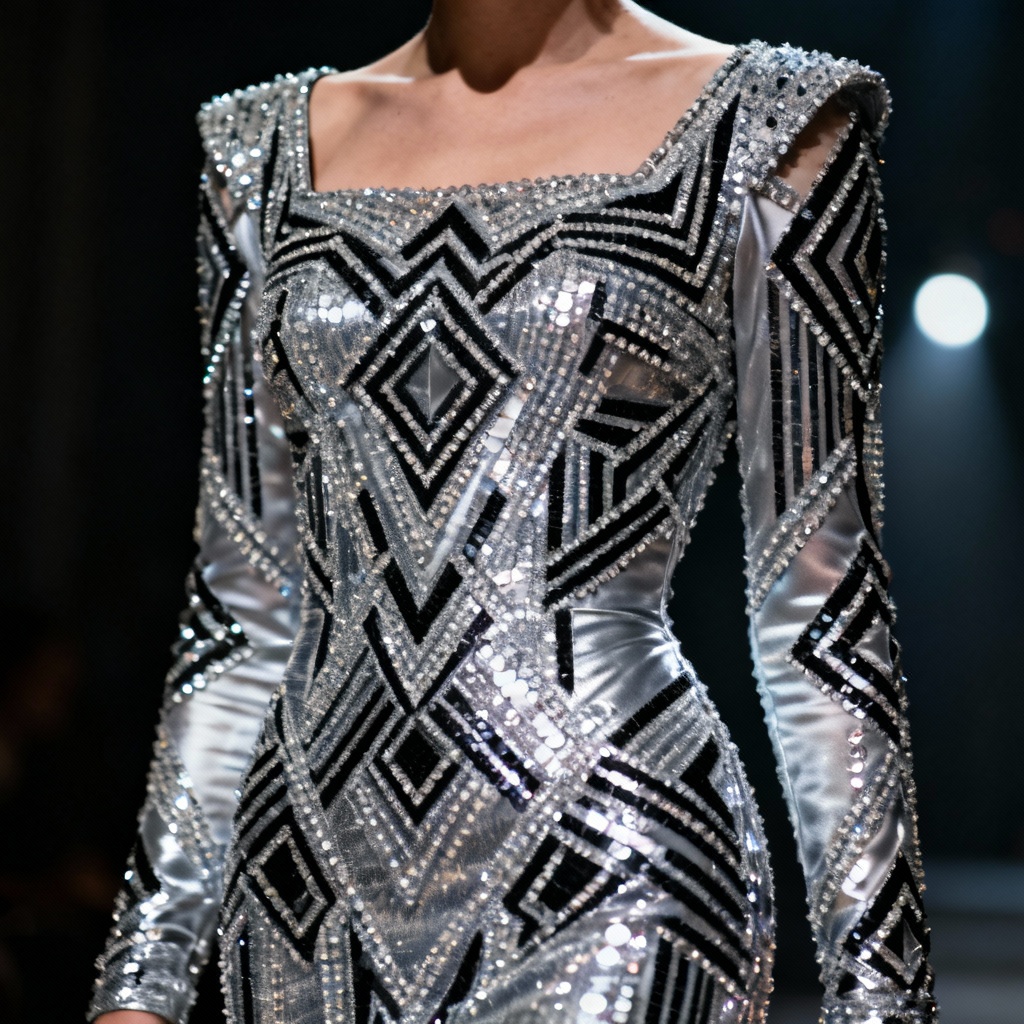 AI Art Deco Sequined Sheath Dress
