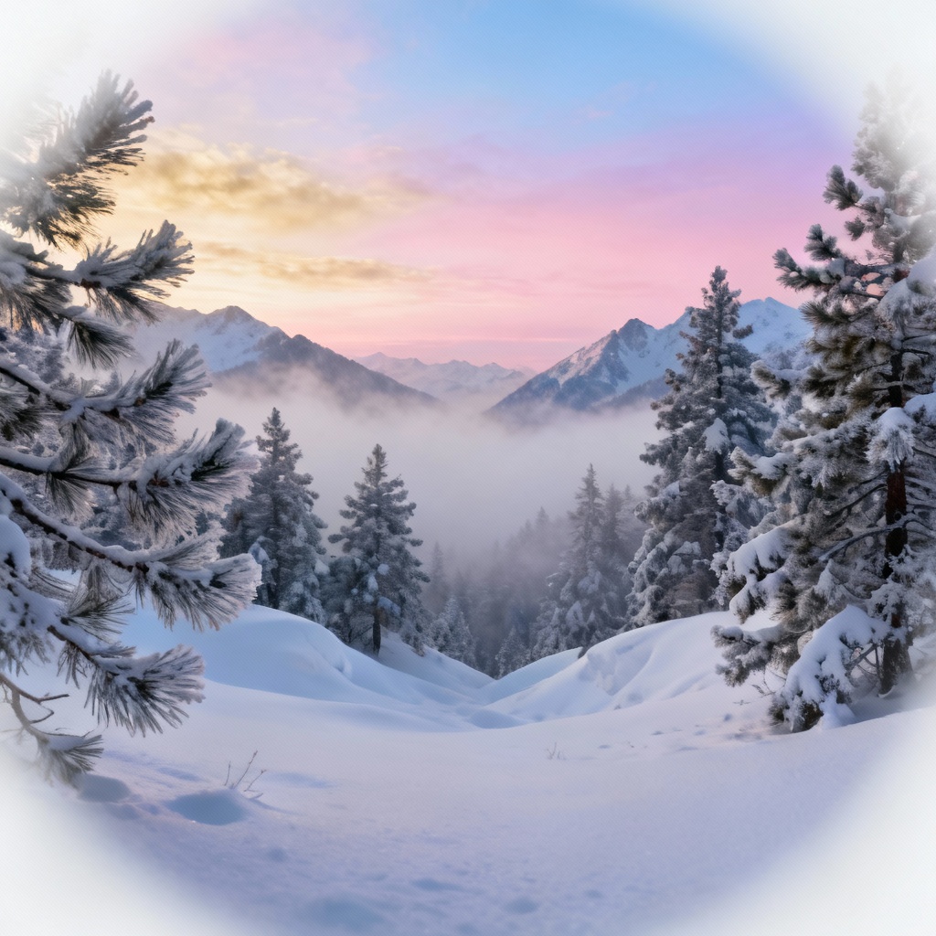 Snowy pine forest sunrise winter wallpaper