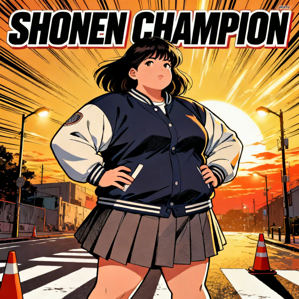 AI Manga Chubby Girl streetwear character with bold pose