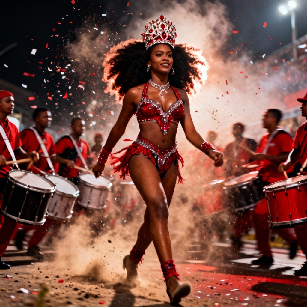 AI Samba queen leading drumline
