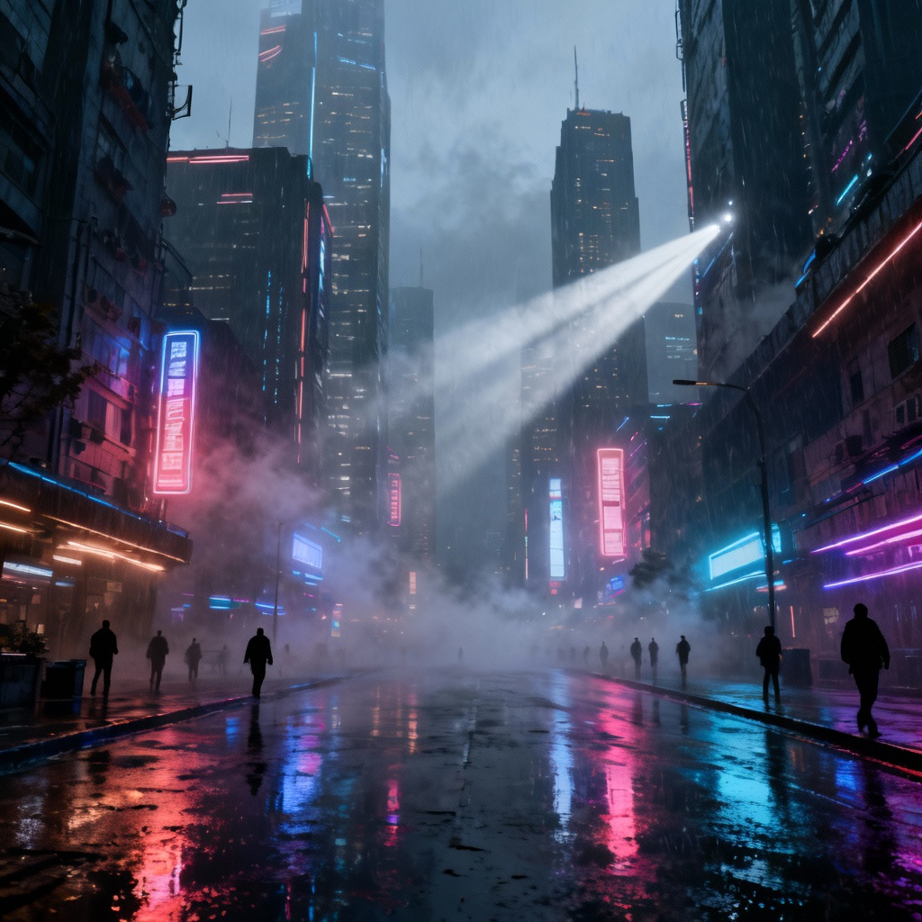 AI cyberpunk panoramic cityscape