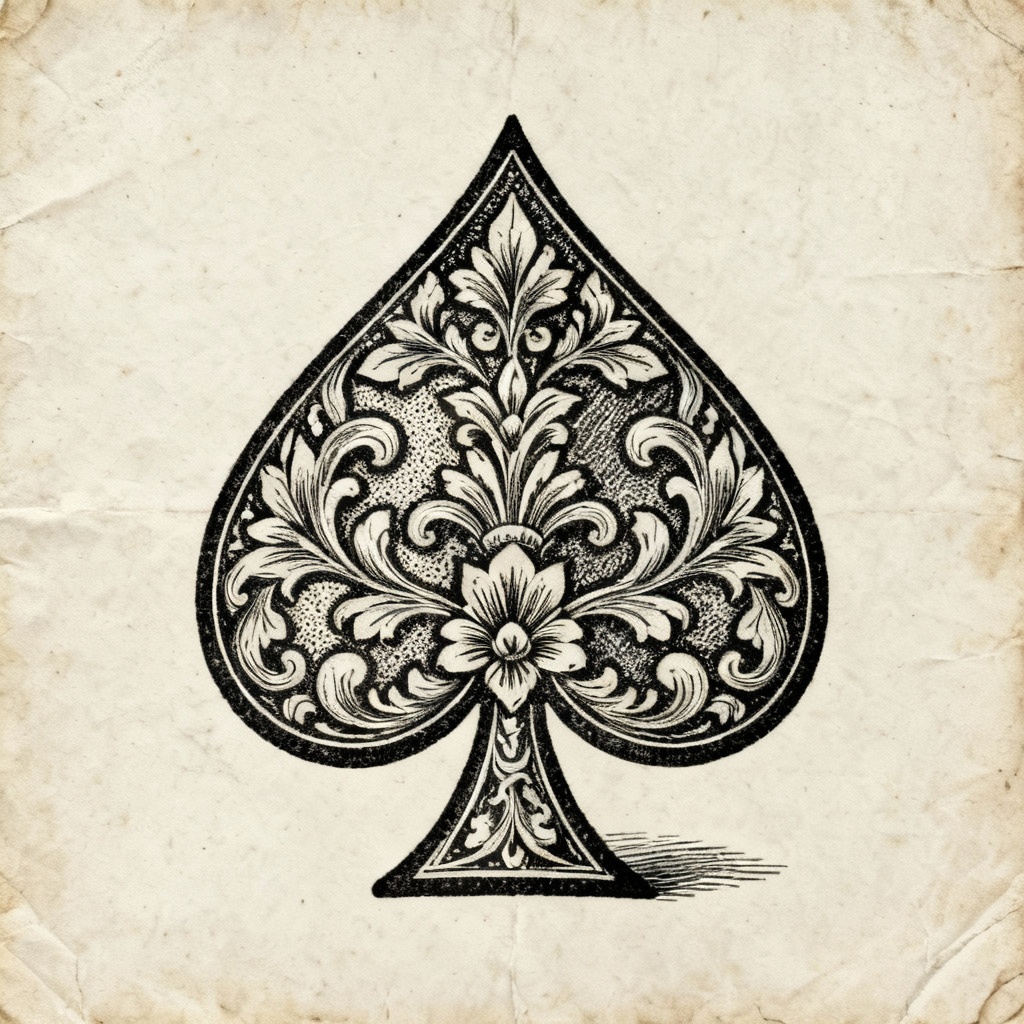 AI vintage engraved spade symbol
