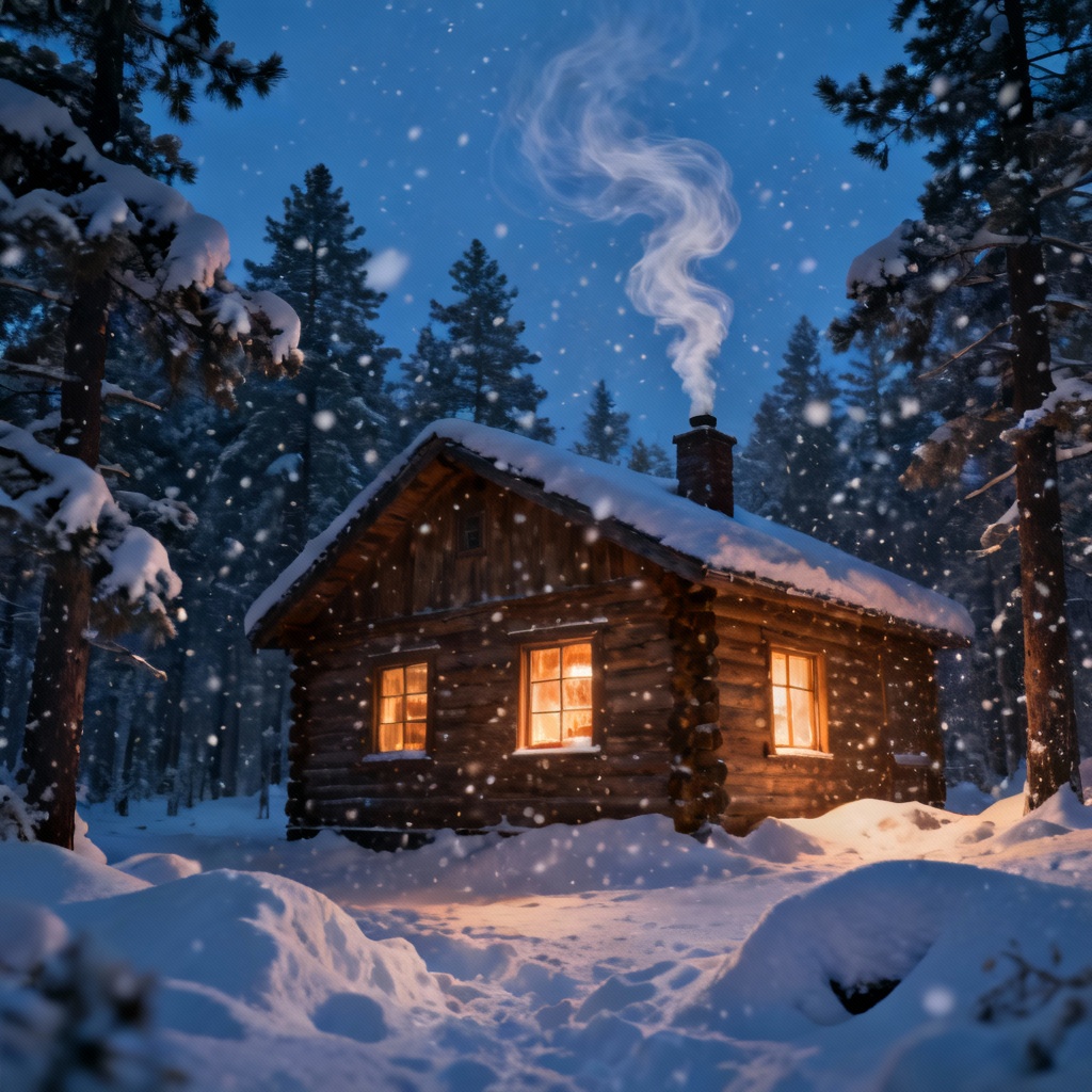AI Cozy Winter Cabin in a Blizzard