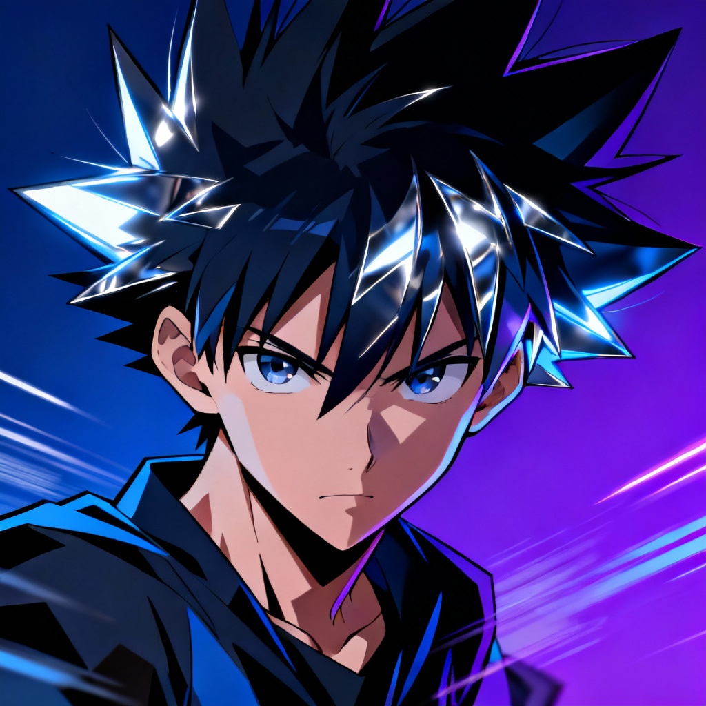 AI stylized anime hairstyle with gravity-defying spikes
