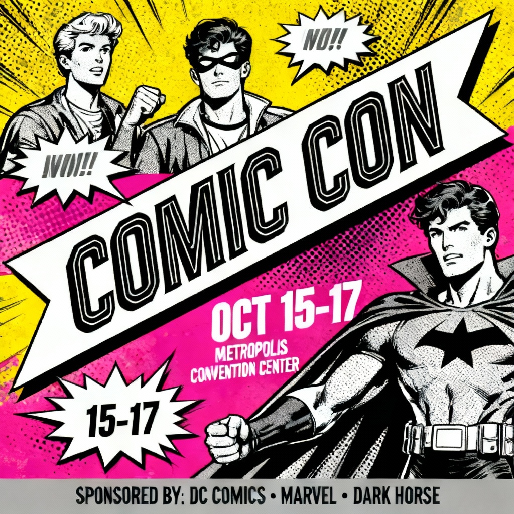Free AI Comic Con Generator Online | Posters, Badges, Banners