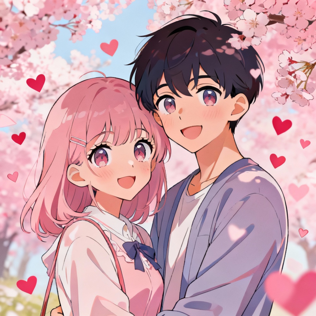 AI anime Valentine couple illustration