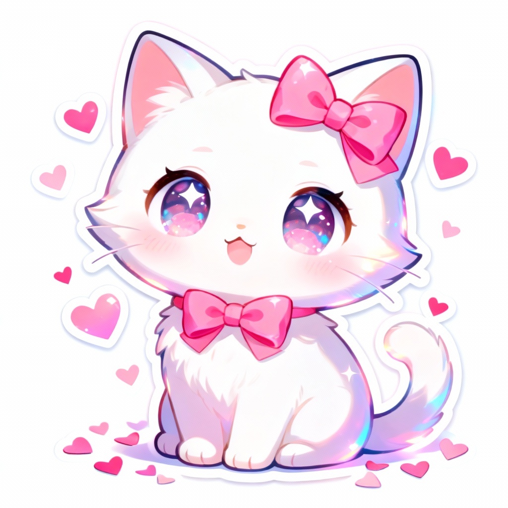 AI Pastel Bow Cat Mascot