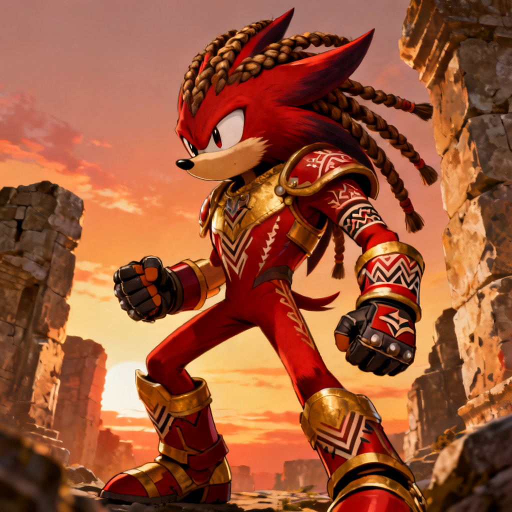 AI Sonic OC echidna guardian with armor and markings