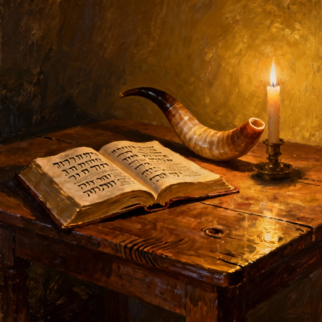 AI Torah study still life