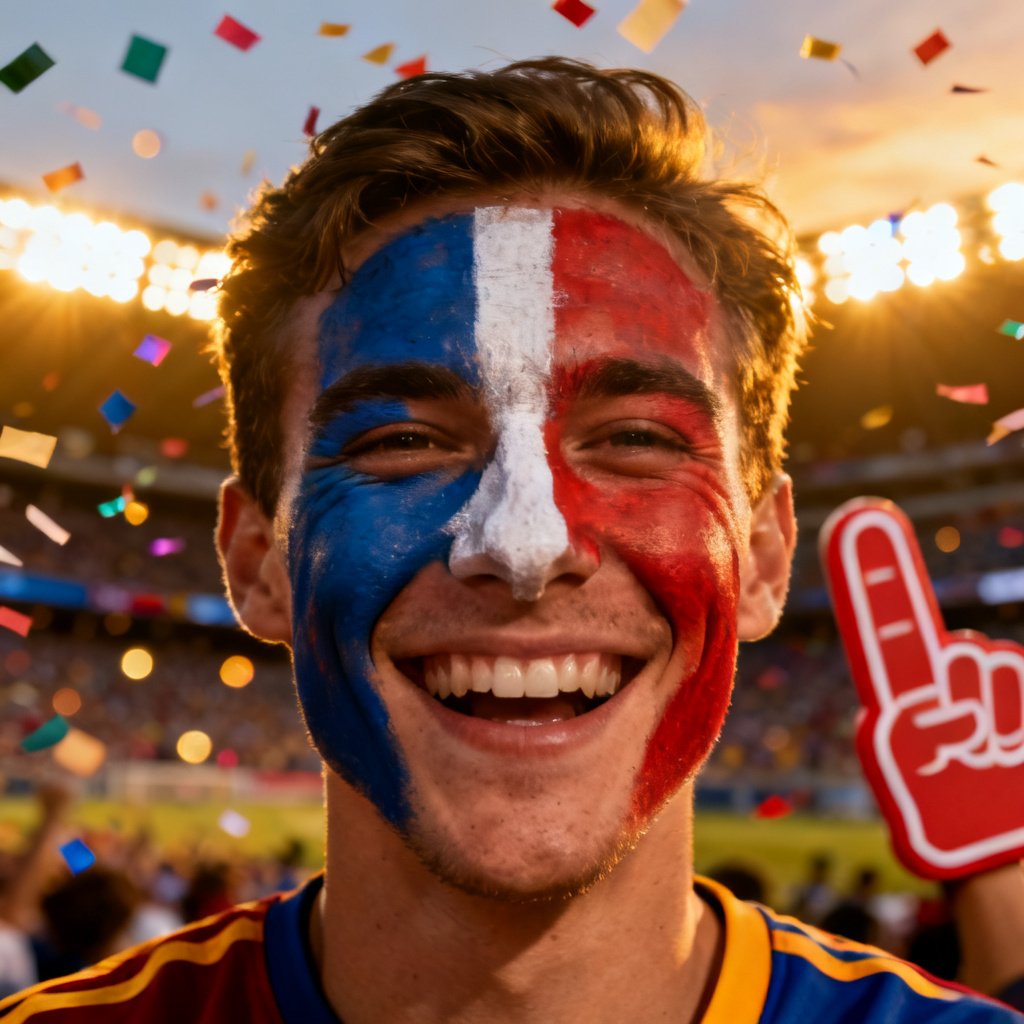 AI face-painted sports fan portrait