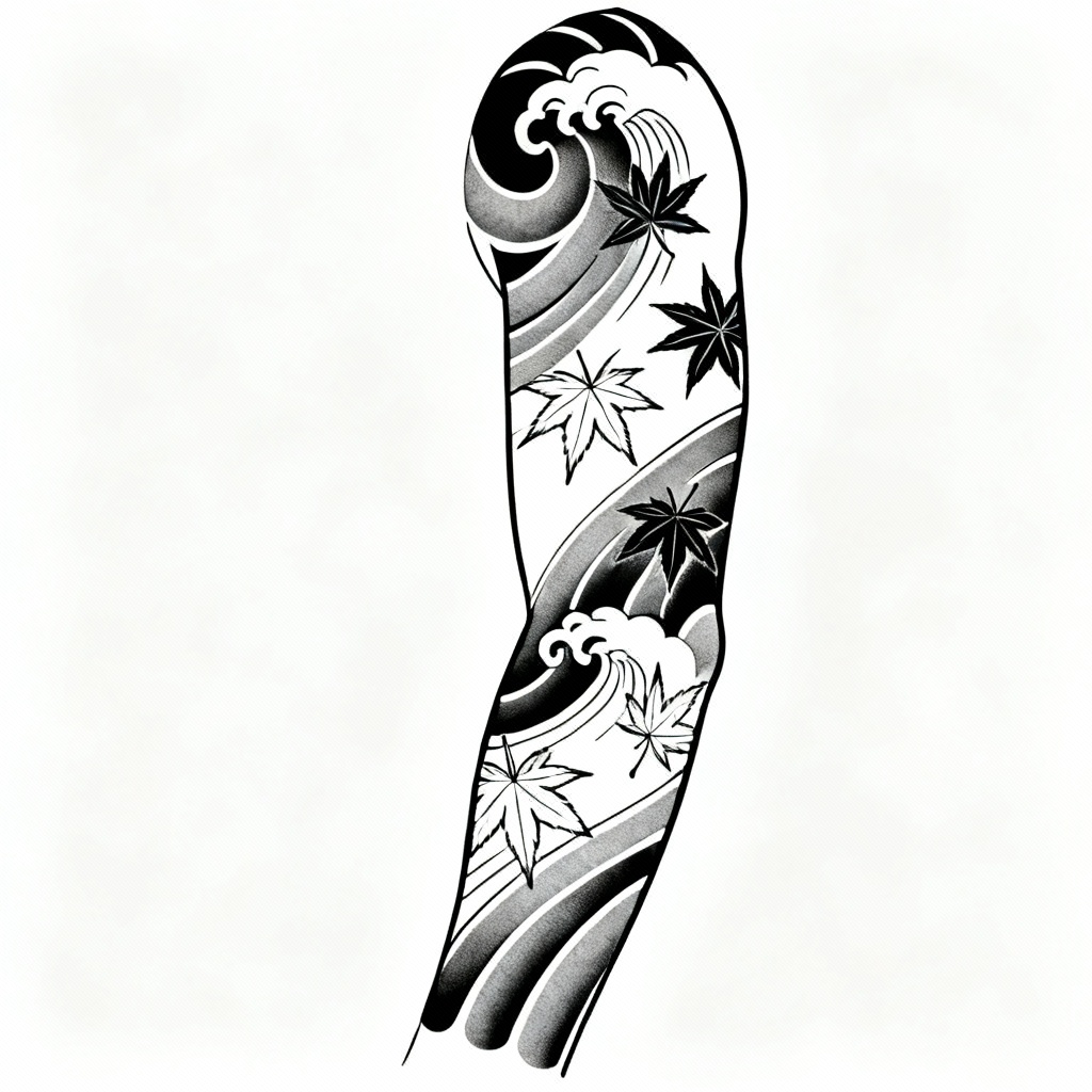 AI Koi fish Japanese sleeve tattoo design