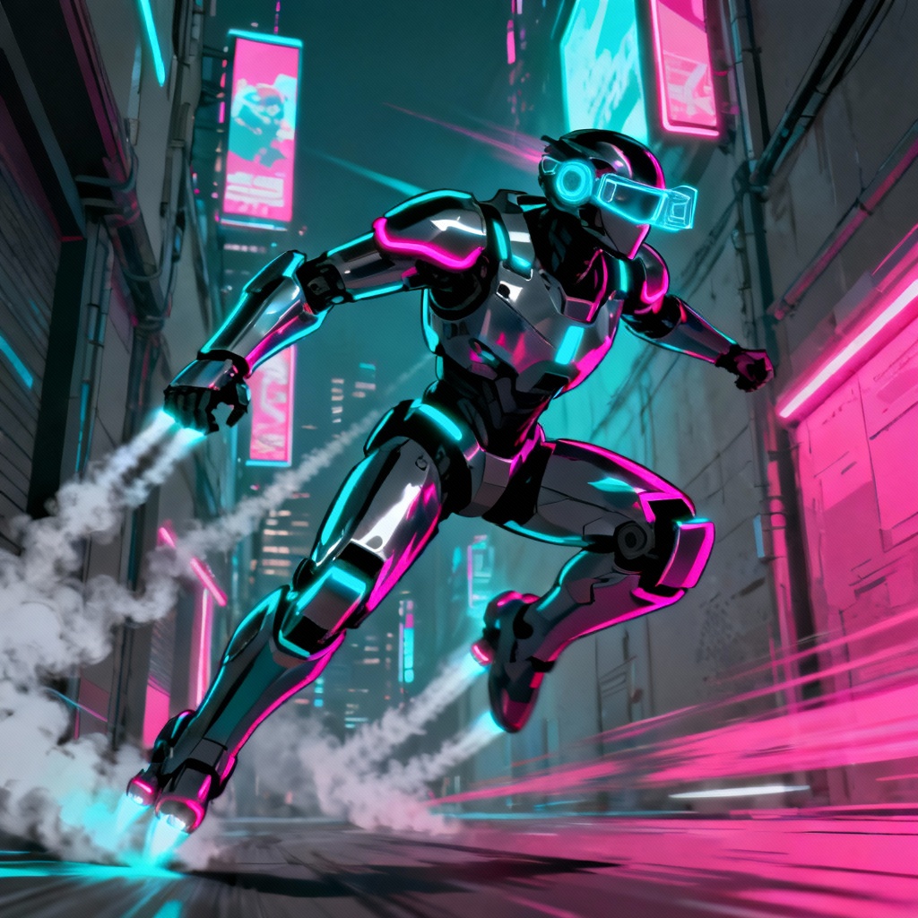 AI anime influence image with neon mecha fusion style