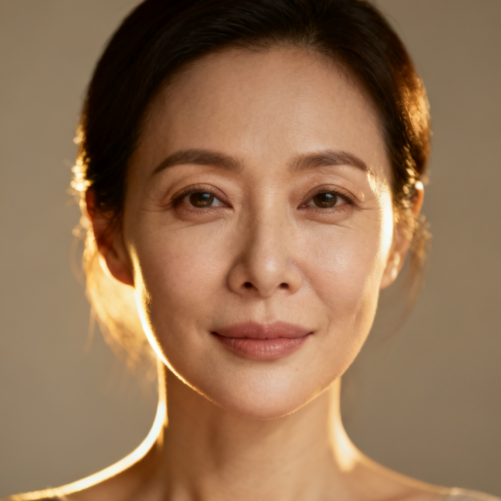 Soft glow portrait after AI remove aging effect
