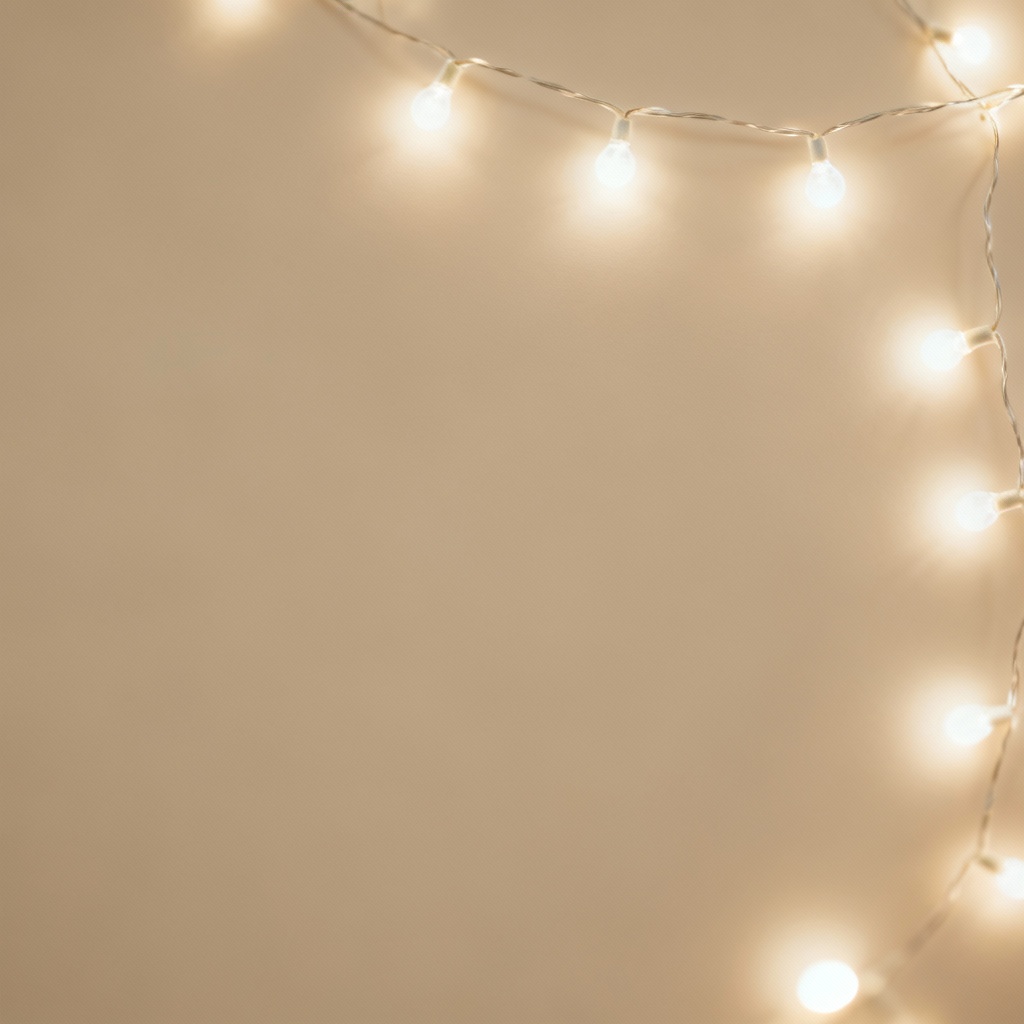 AI minimal warm white string lights background for clean layouts
