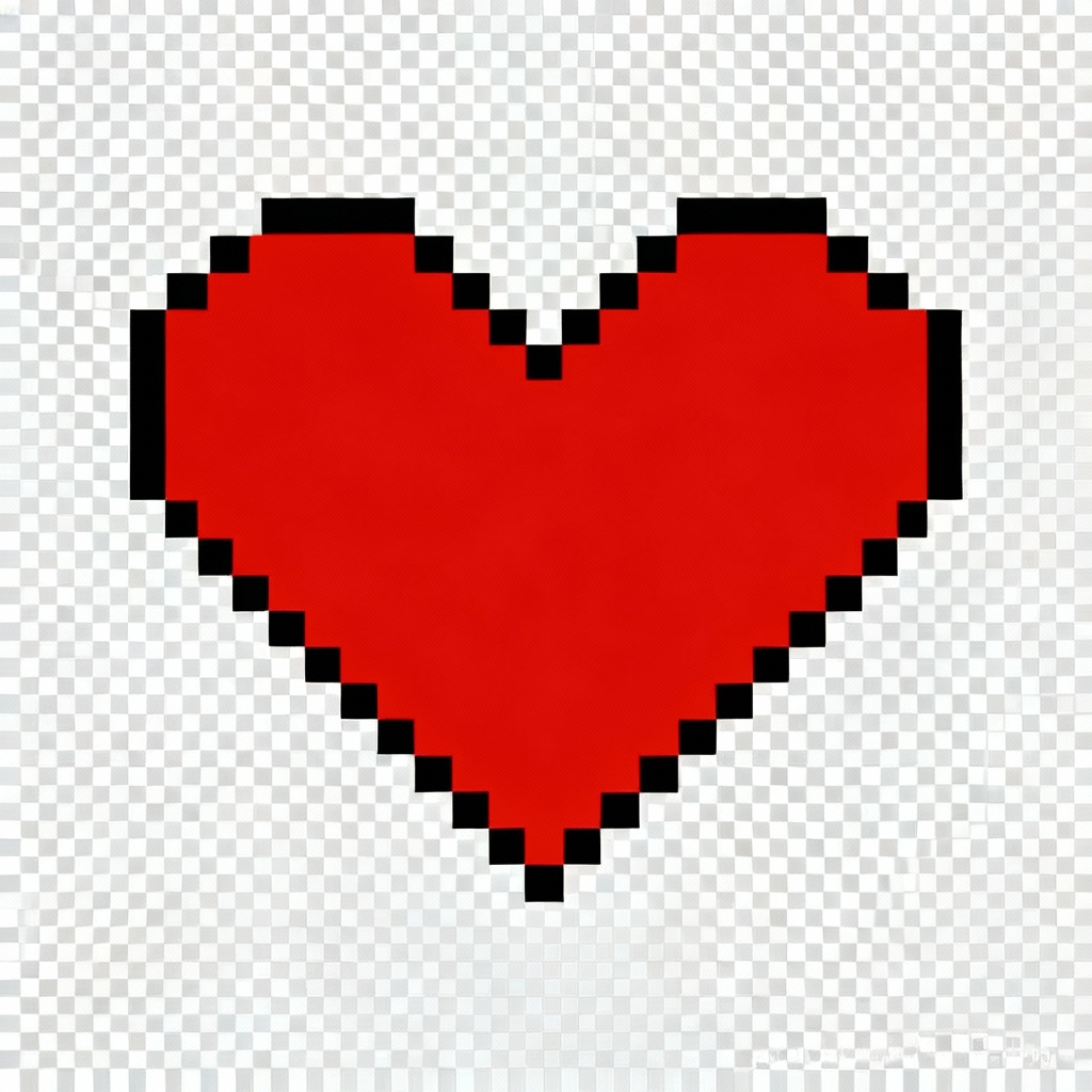 8-bit pixel heart PNG for retro games on transparent background