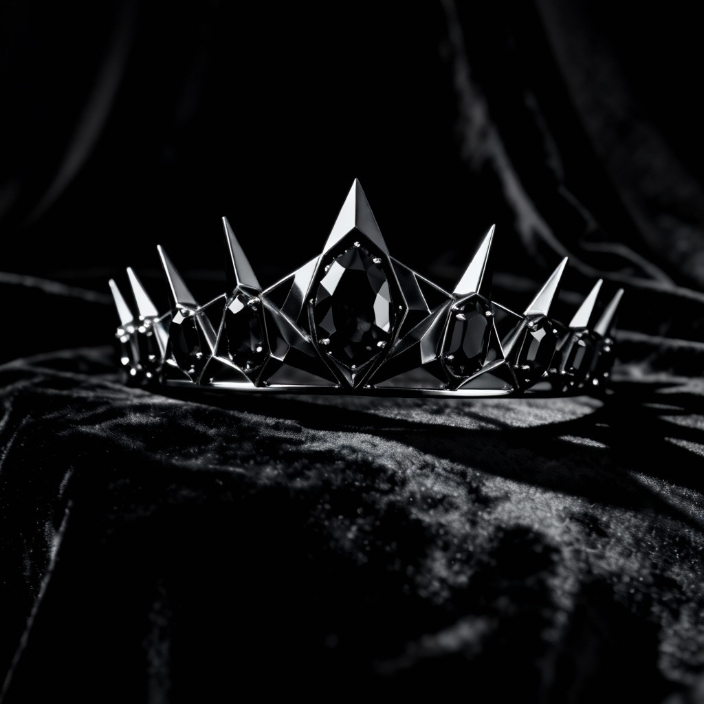 AI gothic black onyx tiara with spiked silhouette