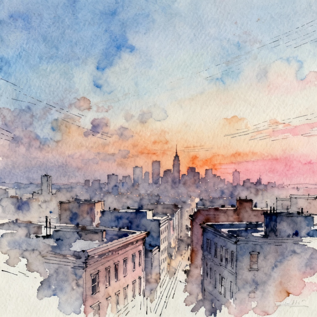 AI watercolor painting from city photo