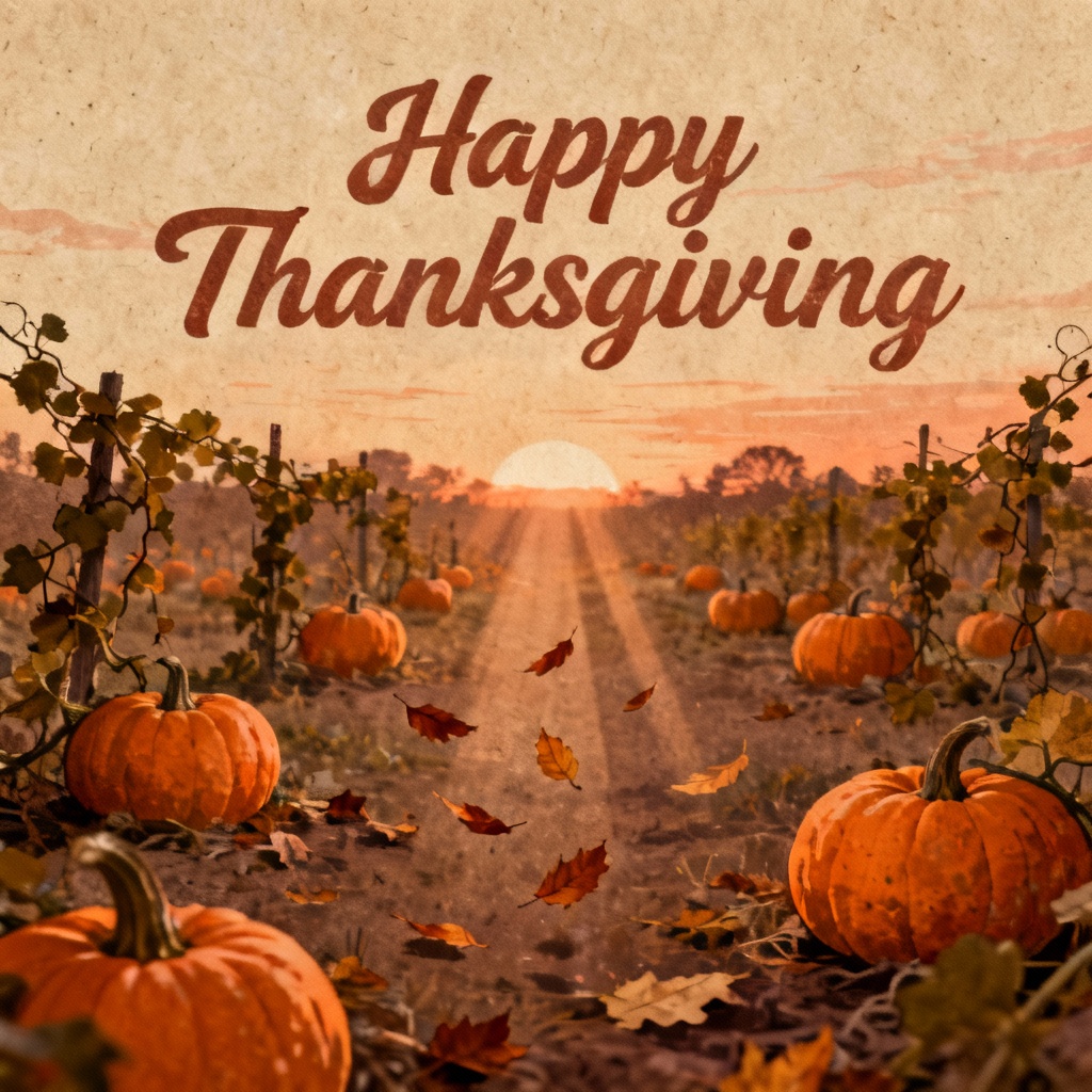 AI Rustic Pumpkin Patch Thanksgiving Poster