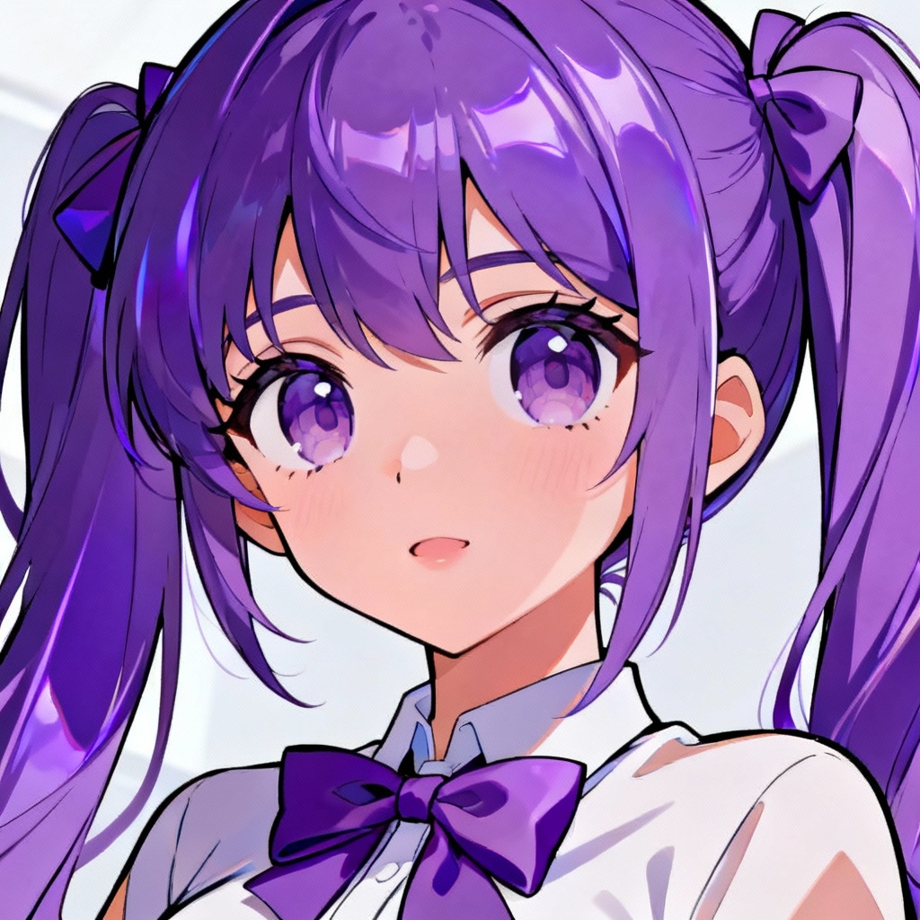 AI anime purple hair twin tails