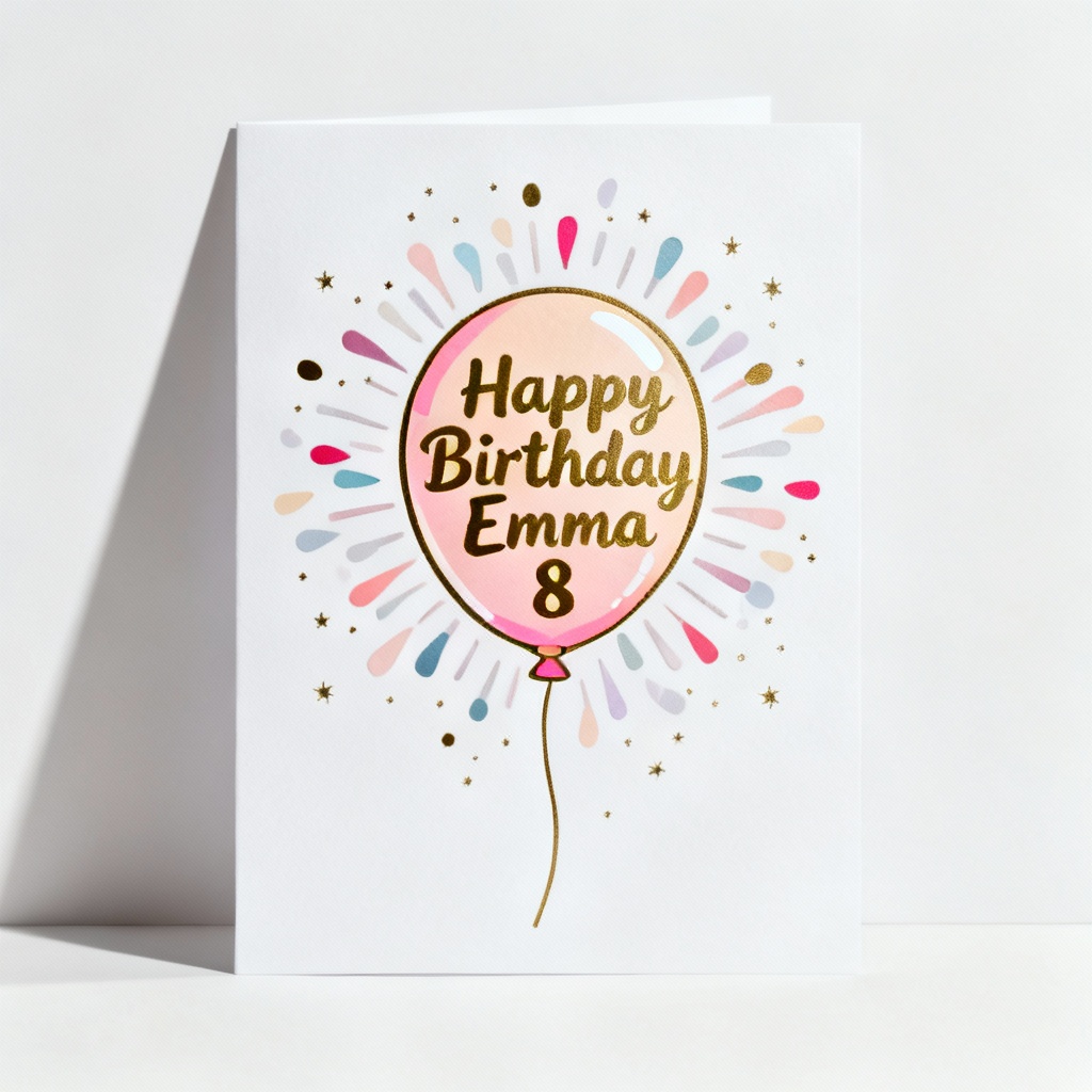 AI generated pastel confetti birthday card with balloons