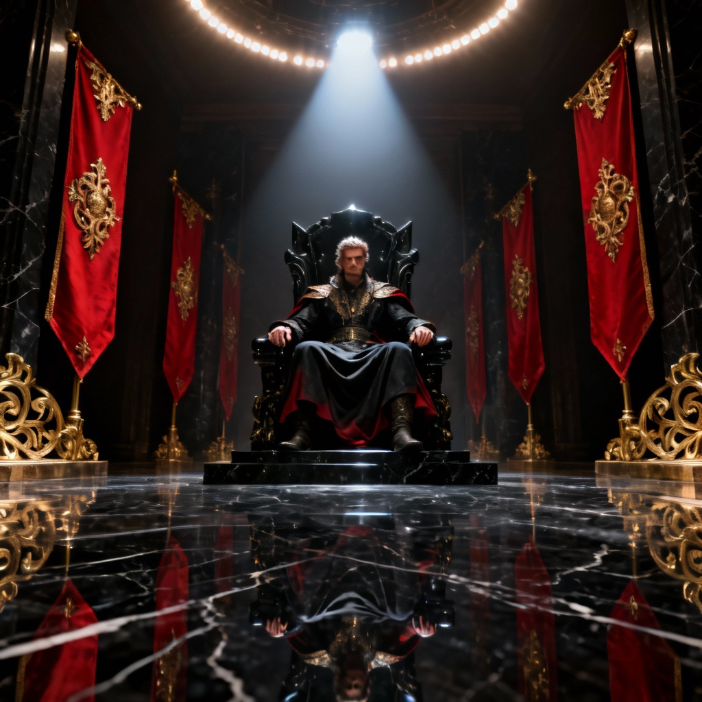 AI ruler on throne with dominant composition