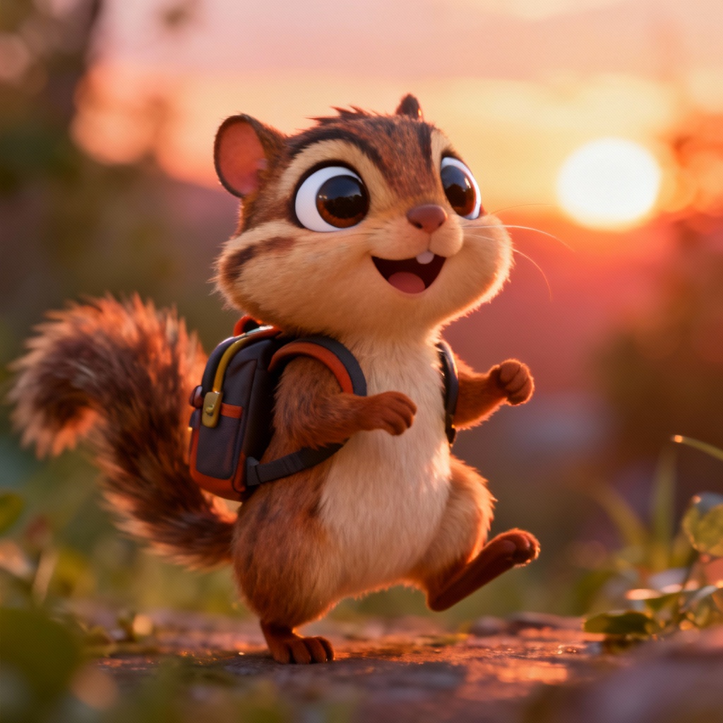 AI Disney-style cheerful animal sidekick character