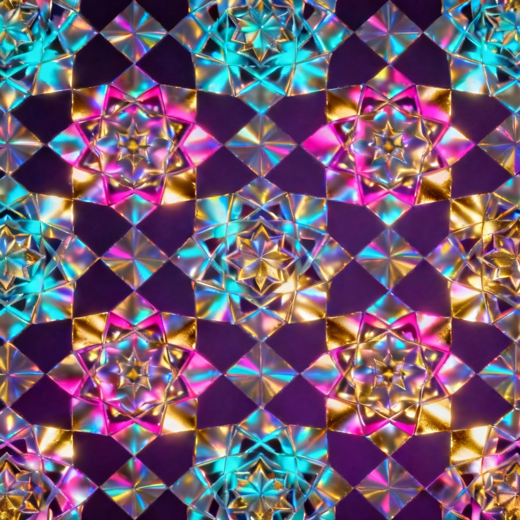 AI holographic kaleidoscope rainbow mandala pattern