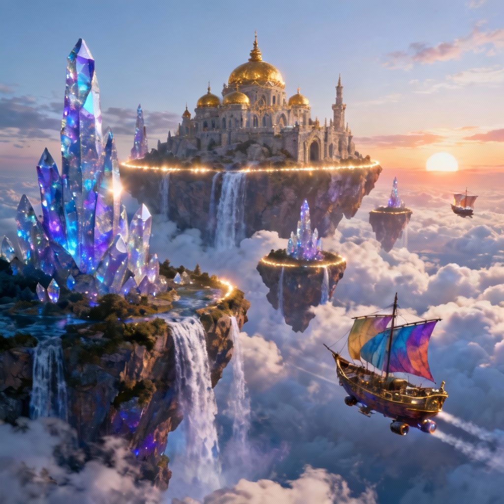 AI floating island sky kingdom