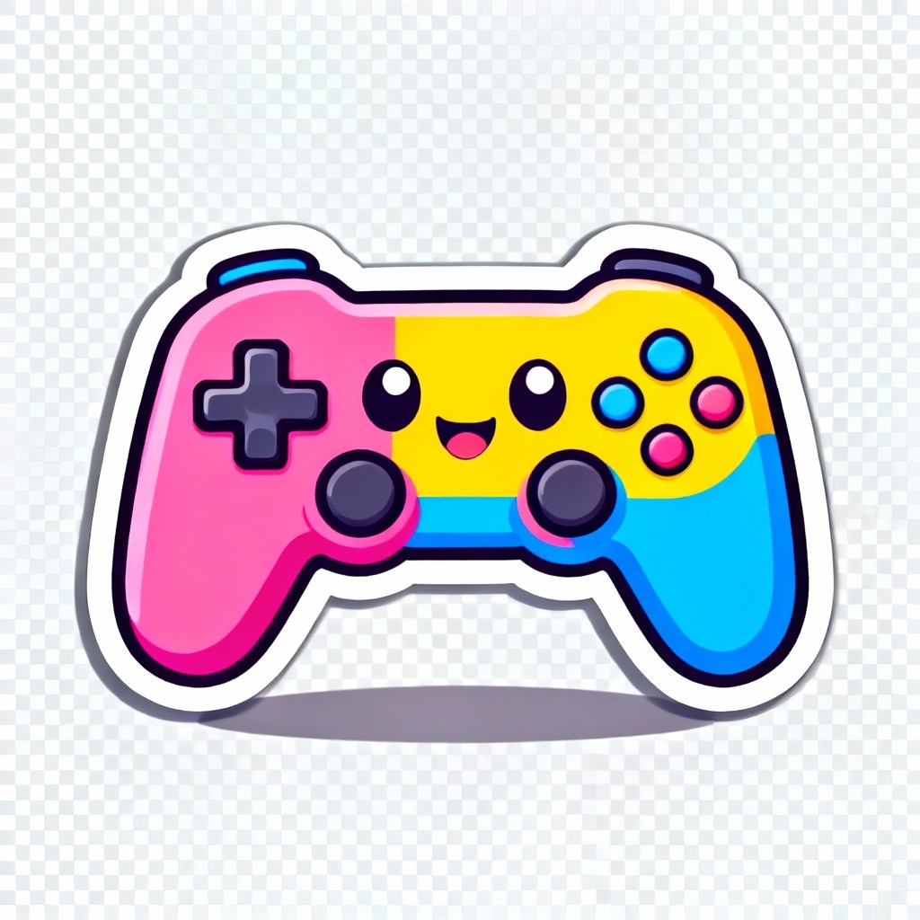Cute gamer controller emoji-style sticker