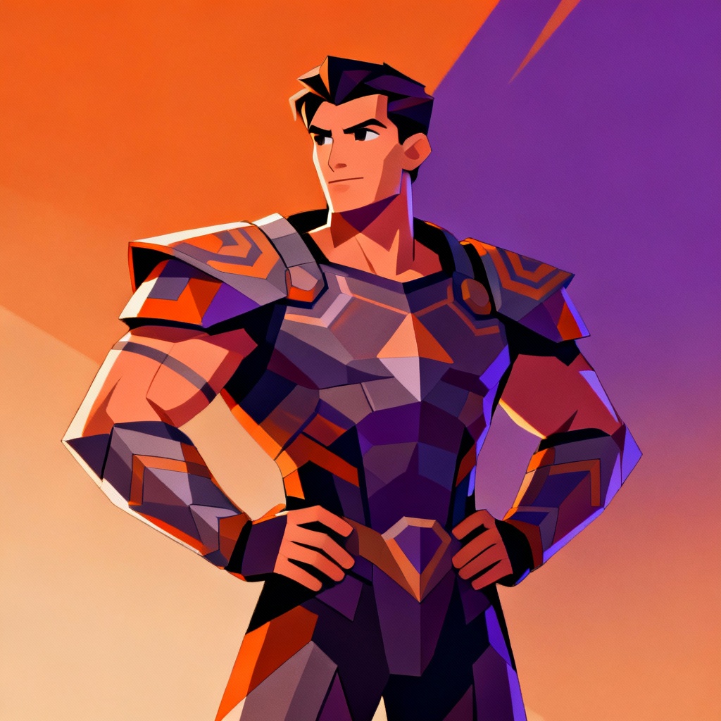 AI Cel-Shaded Cartoon Game Hero Portrait