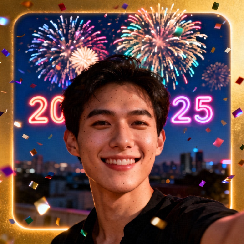 AI New Year fireworks avatar