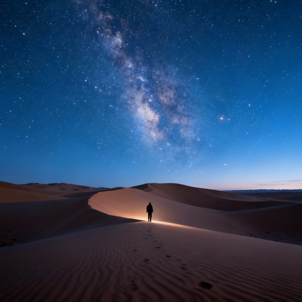 AI desert landscape blended with starry sky overlay