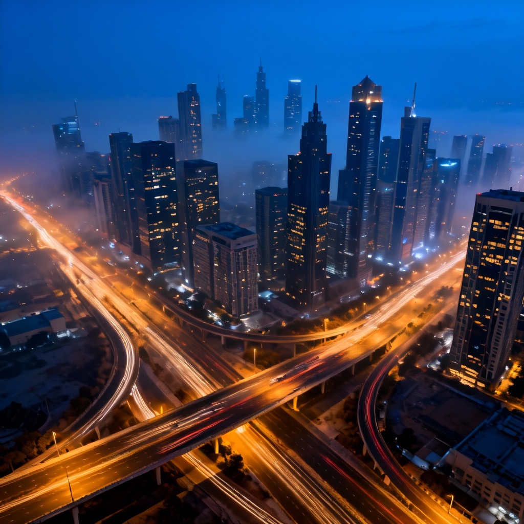 AI Aerial Night Megacity Skyline