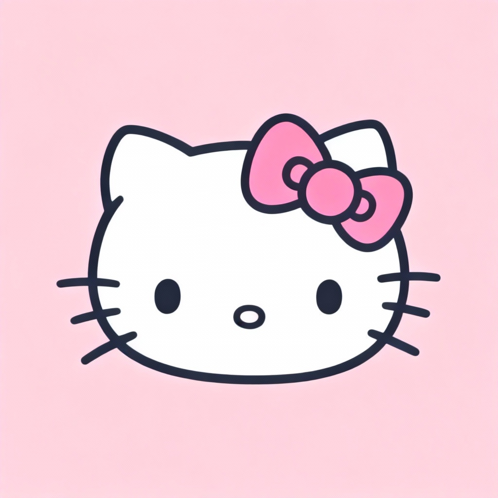 AI Hello Kitty style kawaii cat portrait with pink bow