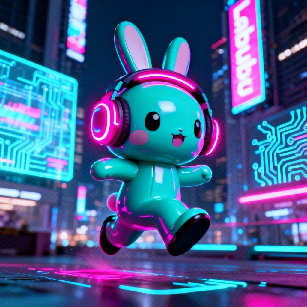 Gamer Labubu-style bunny mascot