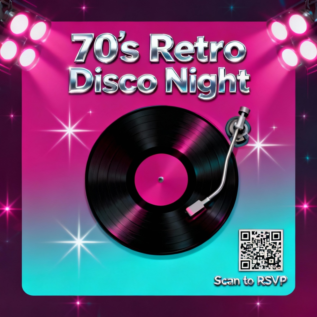 AI retro disco party invite flyer