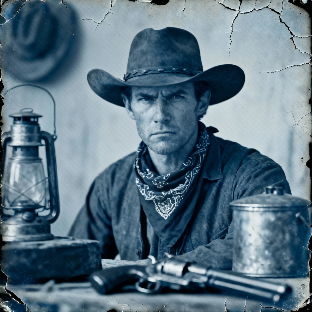 AI Tintype Western Portrait