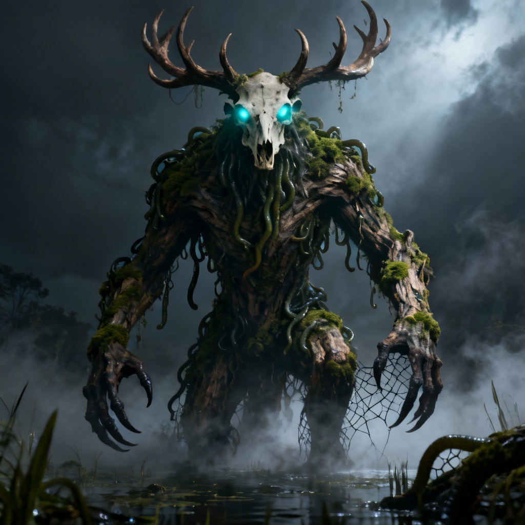 AI generated eldritch swamp chimera monster