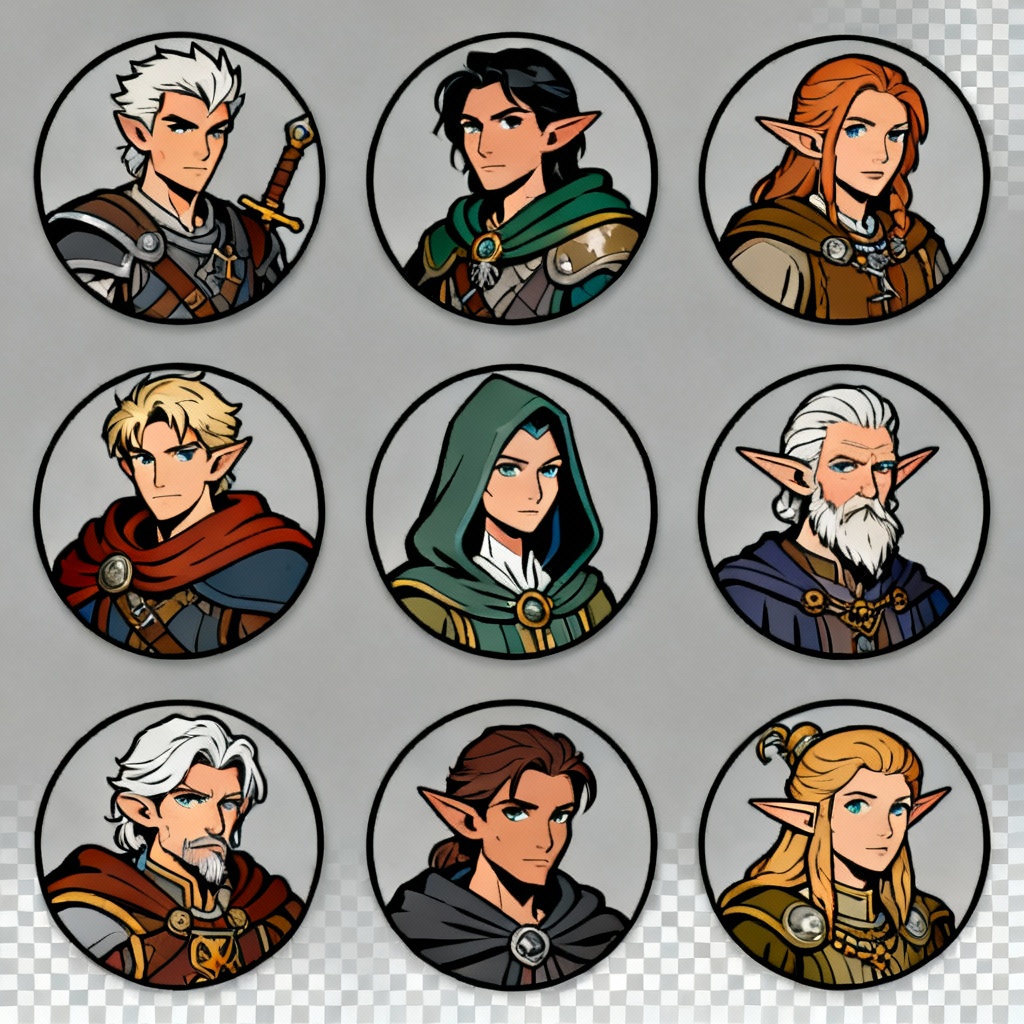 AI DnD token sheet with circular portraits