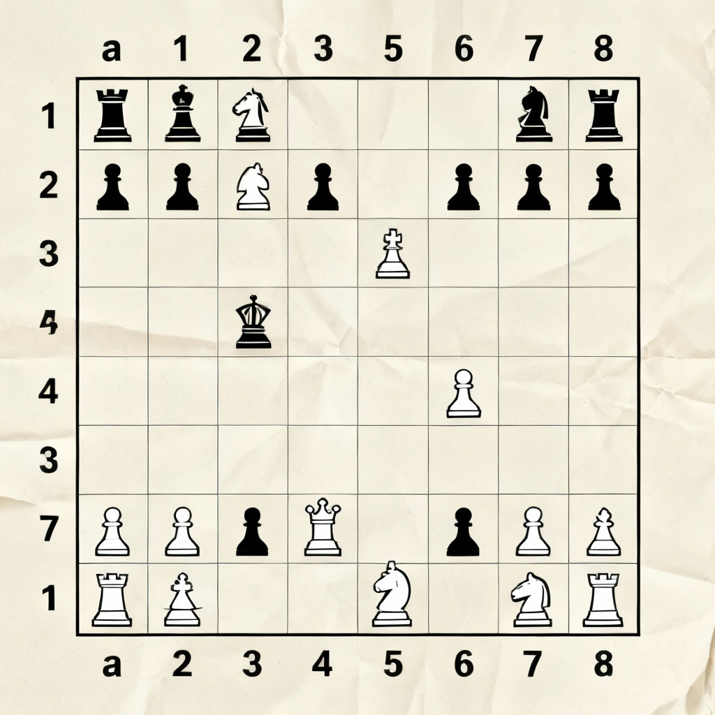 Minimalist chess puzzle diagram with clean coordinates