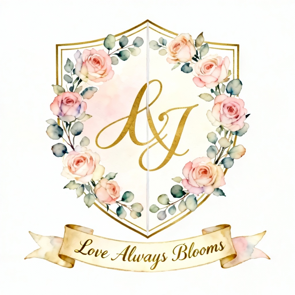 AI Watercolor Wedding Family Crest